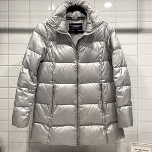 Lands’End Silver Puffer Coat: Size XS